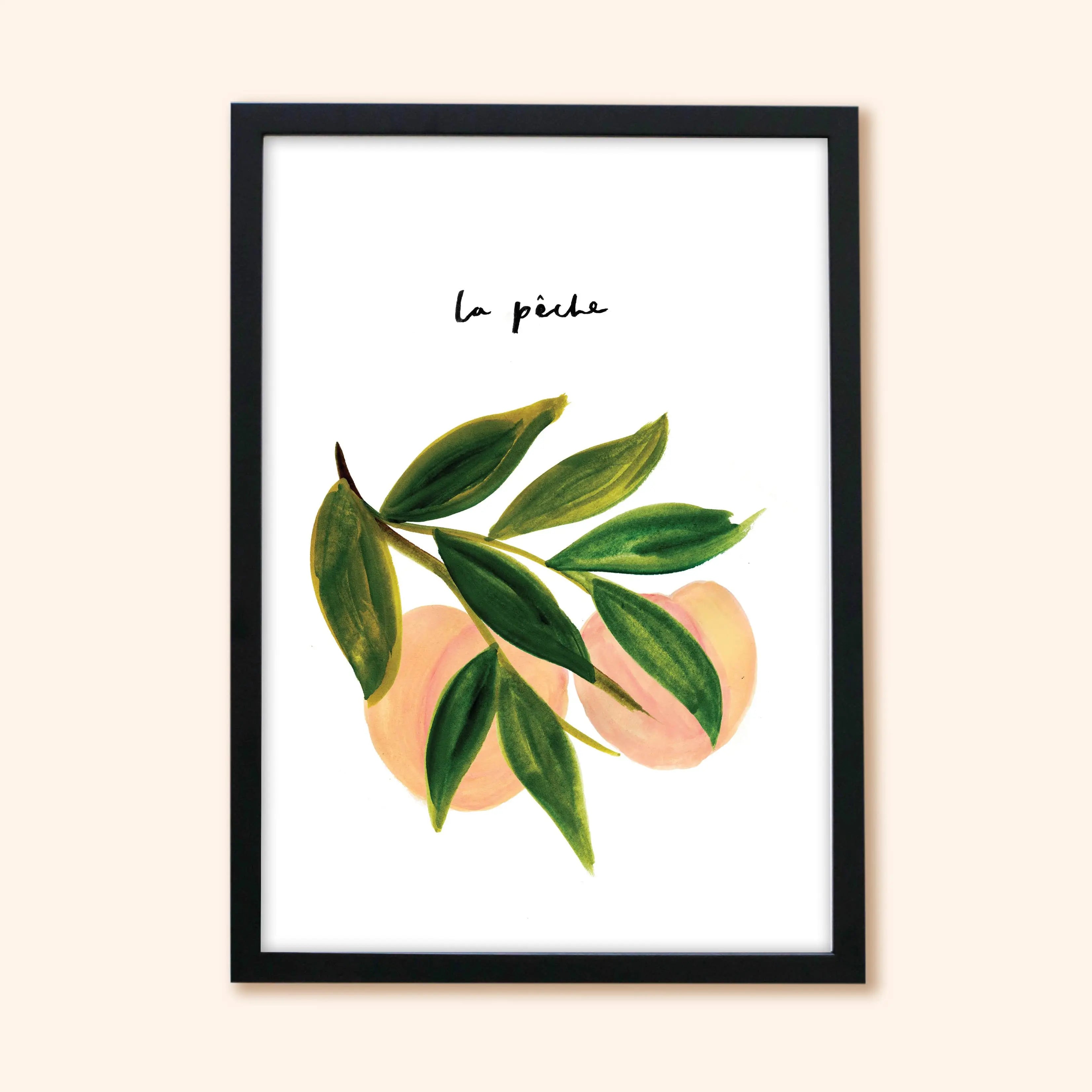 peach-art-print-in-black-frame