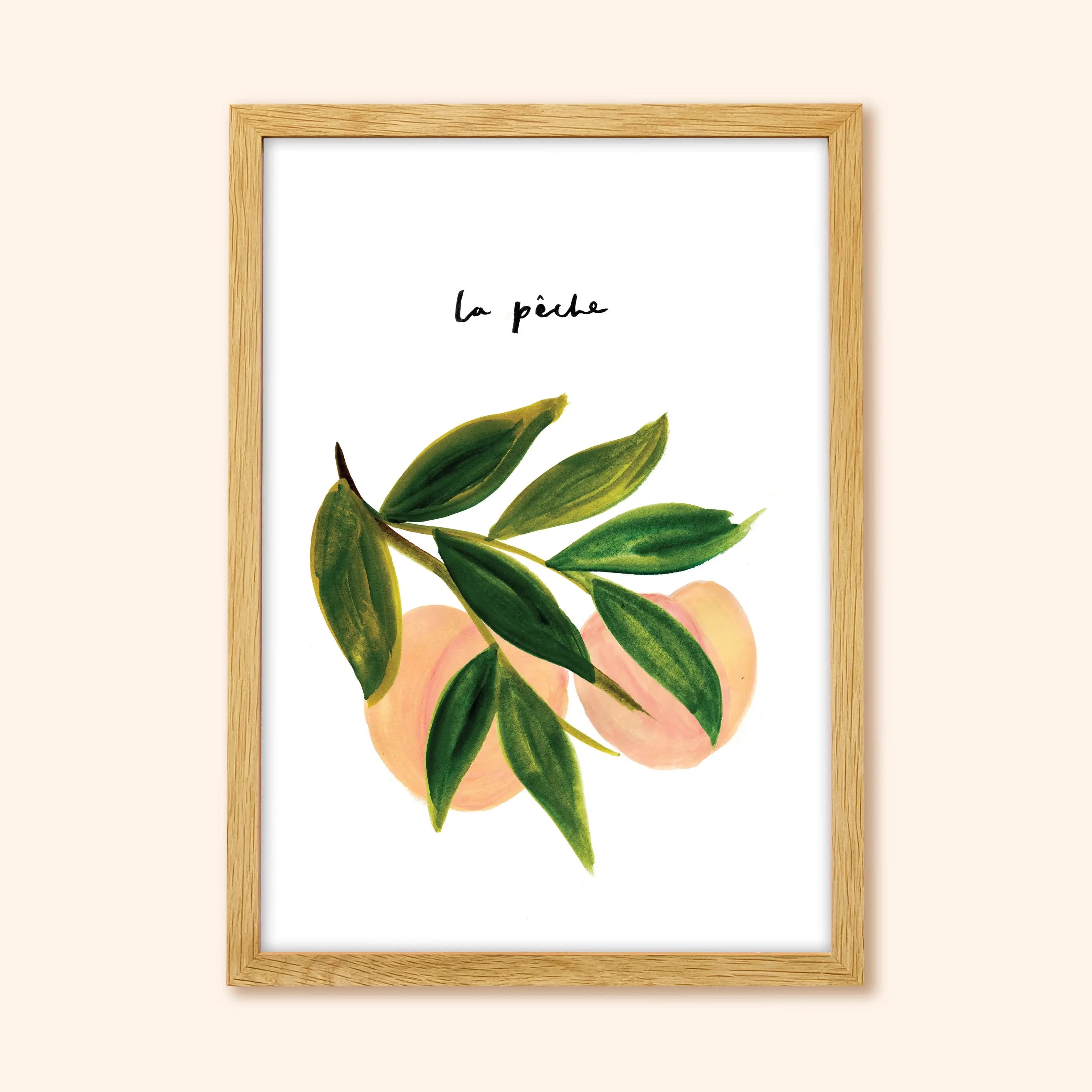 peach-wall-art-in-oak-frame