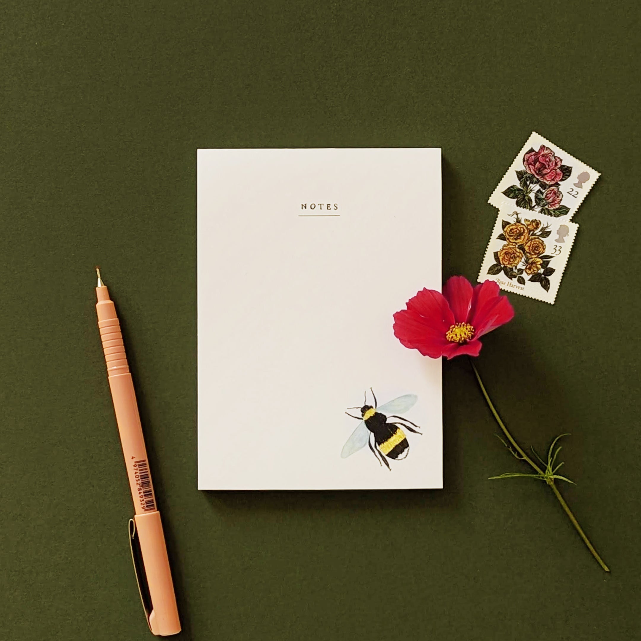 illustated bee notepad with tear-off pages