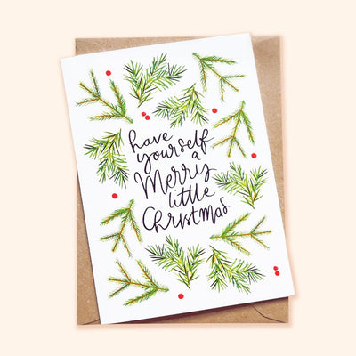 Merry little Christmas illustrated christmas card