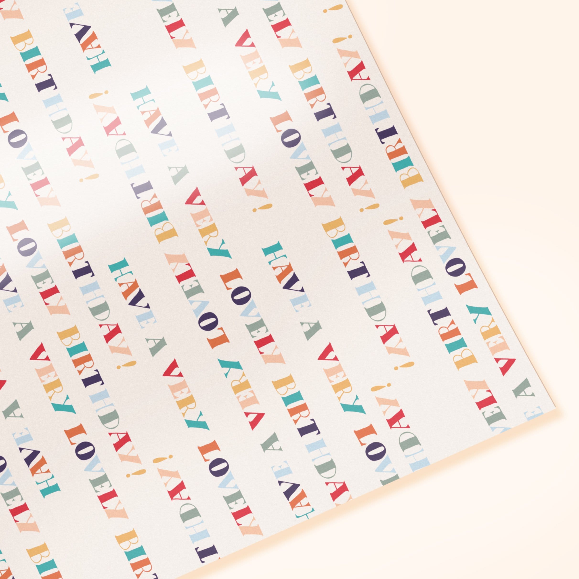 Full Colour Wrapping Paper With Have A Very Lovely Birthday In Rainbow Colours - Annie Dornan Smith