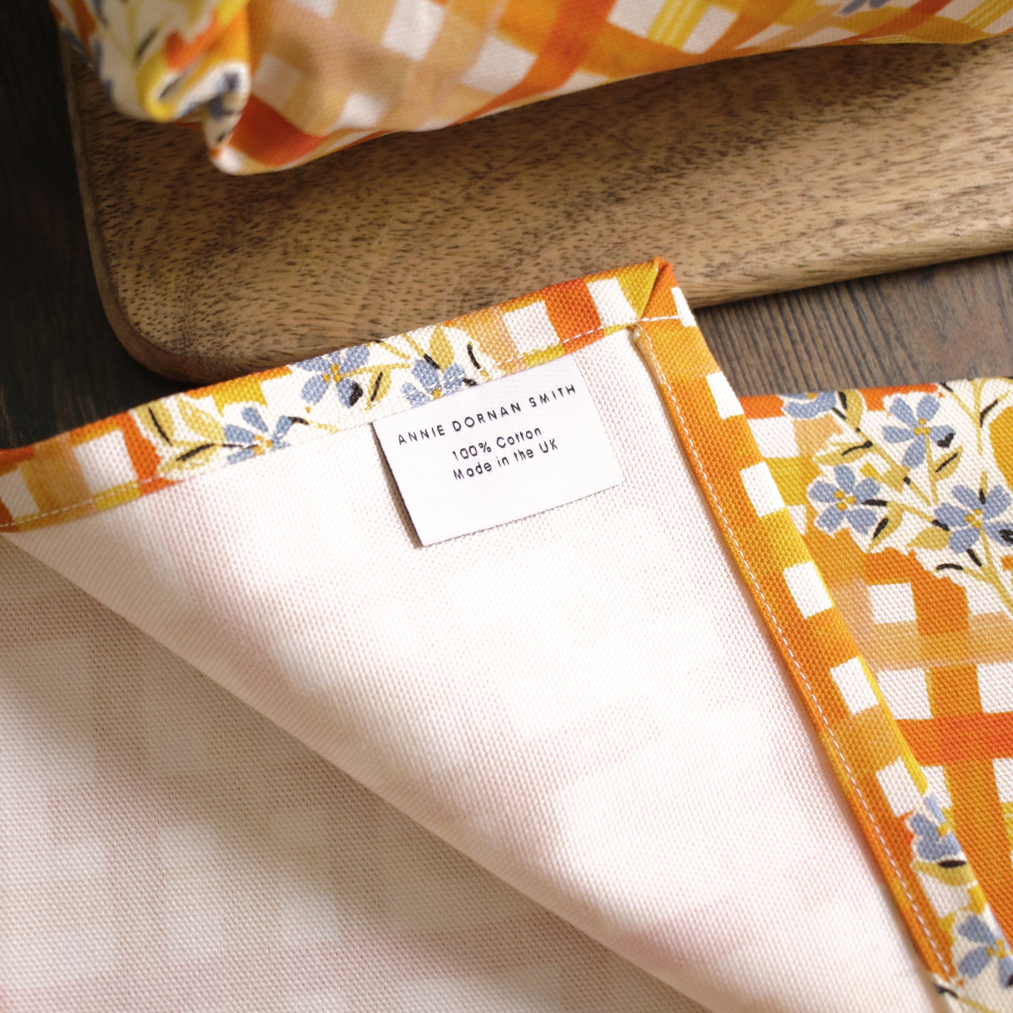 100% cotton, made in the UK ta towel - close up label