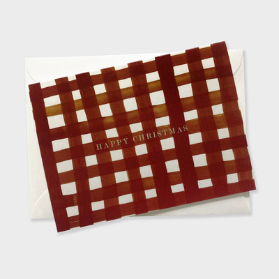 a red and gold checkered christmas card
