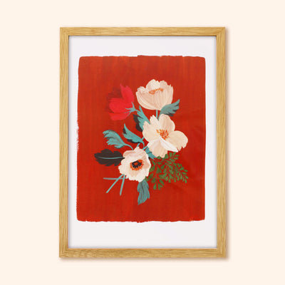Red Floral Botanical Giclee Print - Anemone