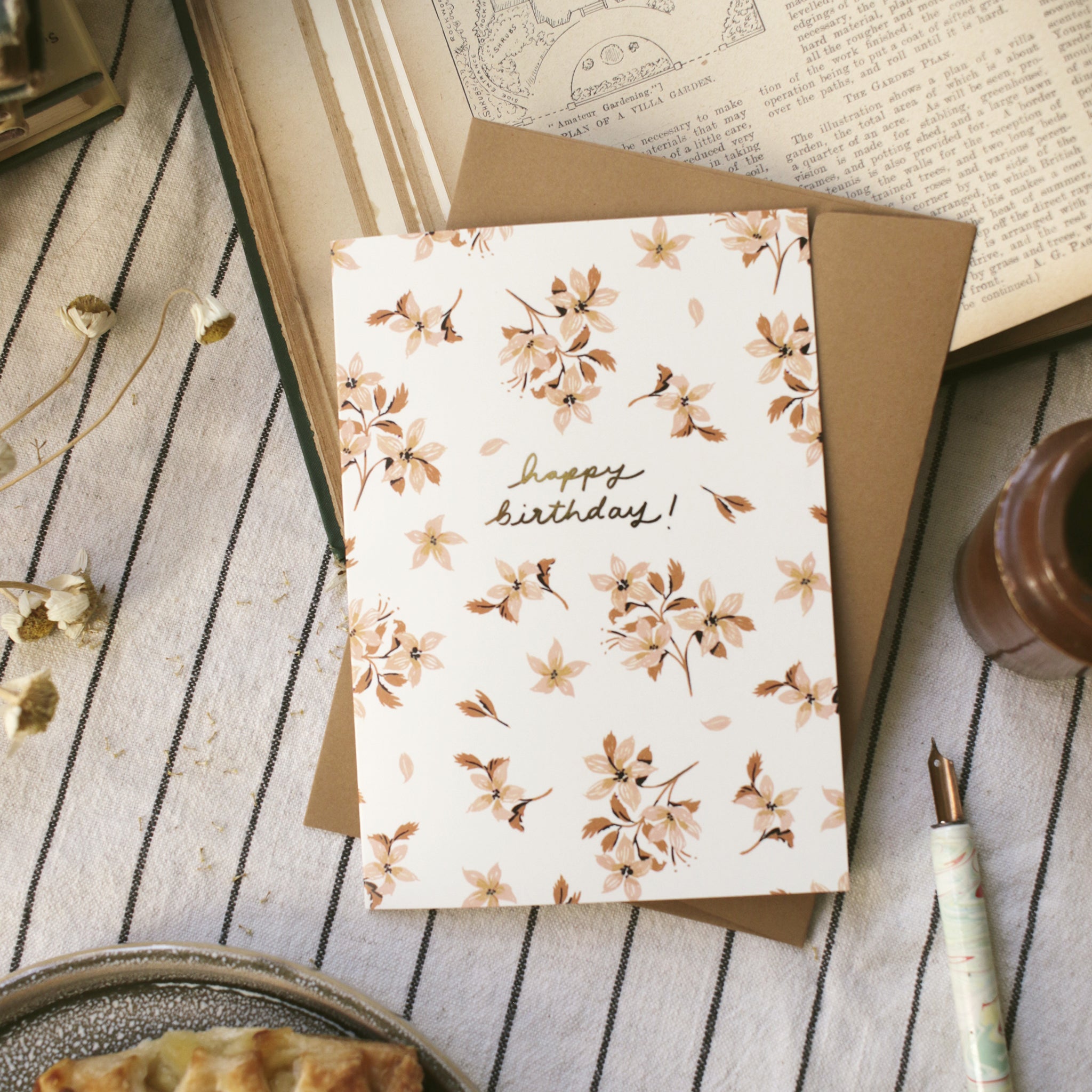 flower patterned birthday card