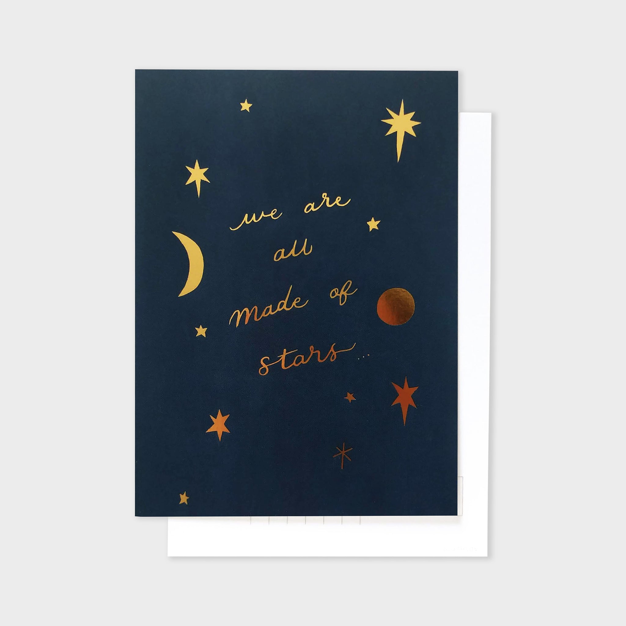 made of stars gold foil postcard