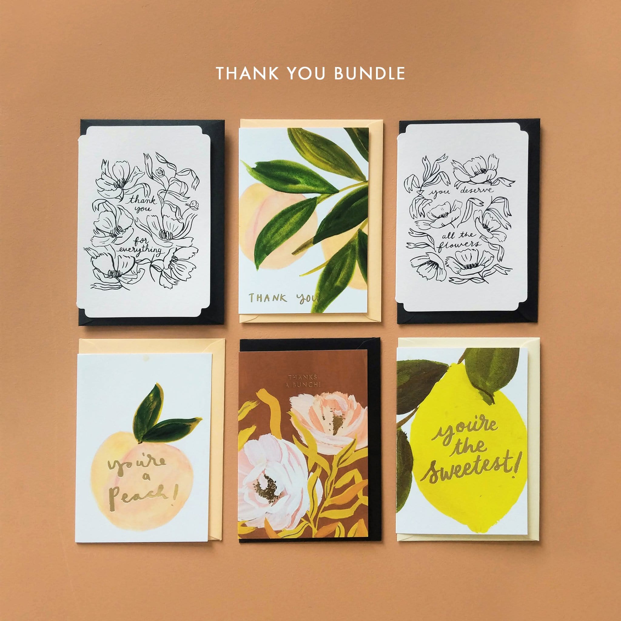 6 Pack of Illustrated Thank You Cards