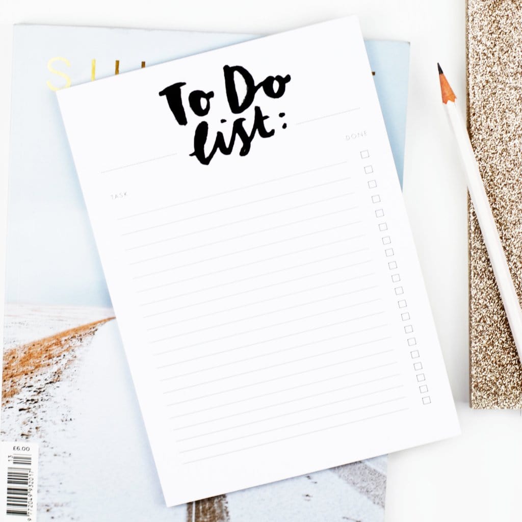 Mono Hand Lettered Lined To-Do List Notepad With Pencil - Annie Dornan Smith
