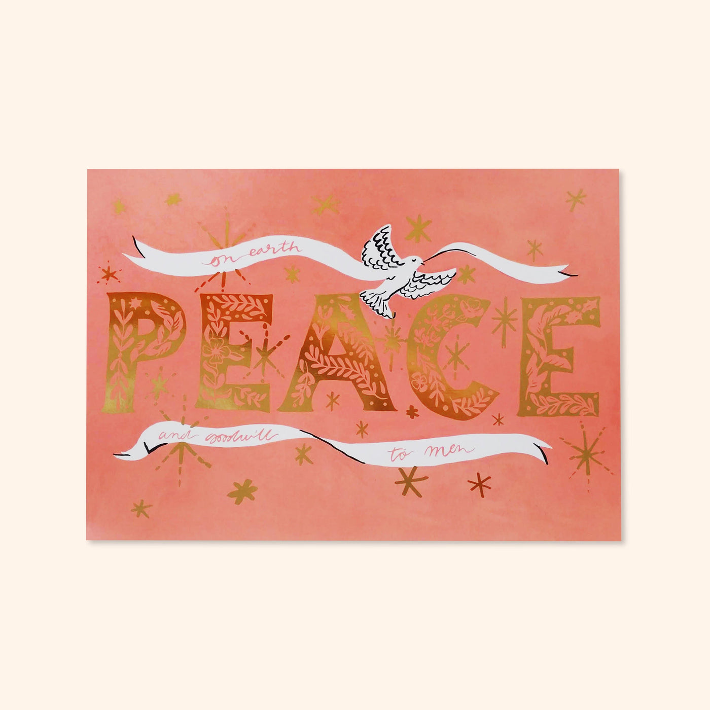 gold foiled christmas print - PEACE