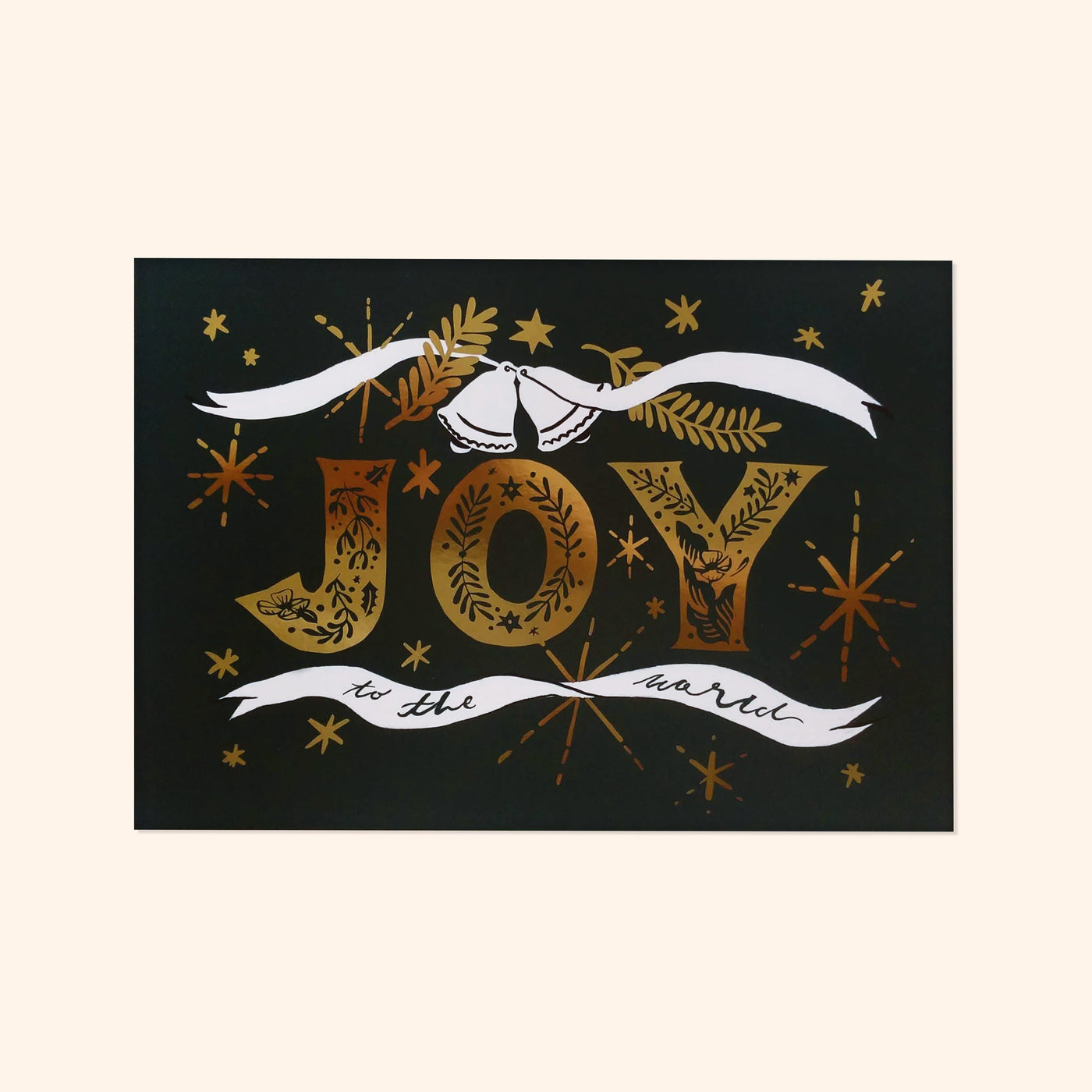 Navy and gold foil "joy" christmas print