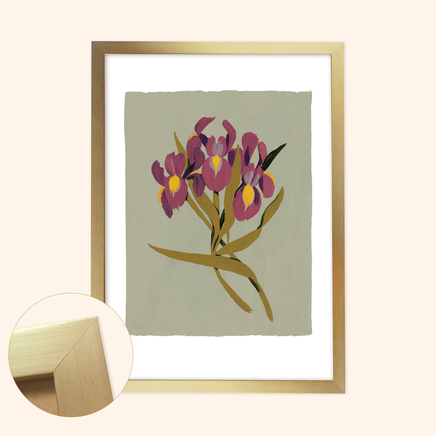Green Iris Floral Botanical Art Print