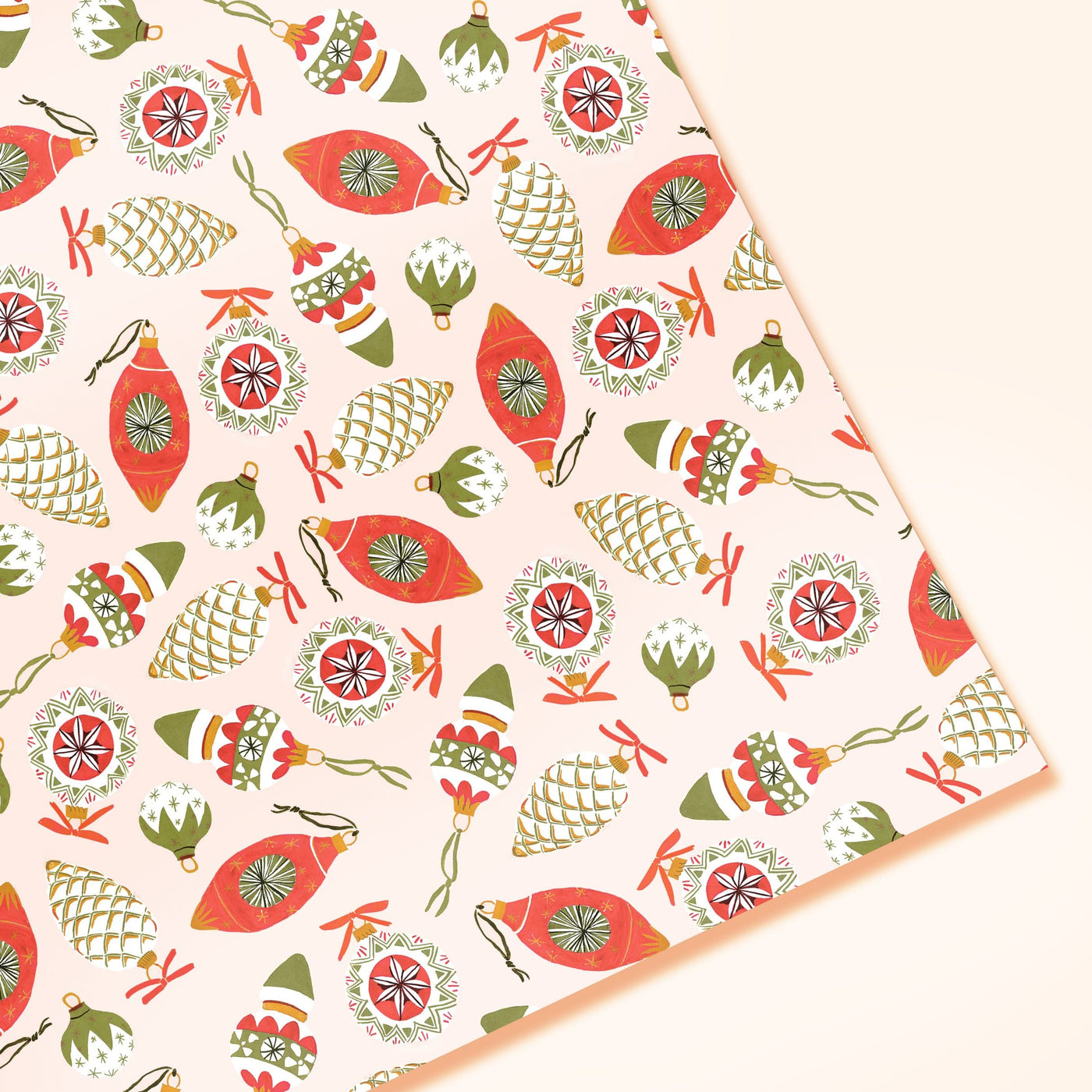 Christmas Baubles Wrapping Paper Sheet - Annie Dornan Smith