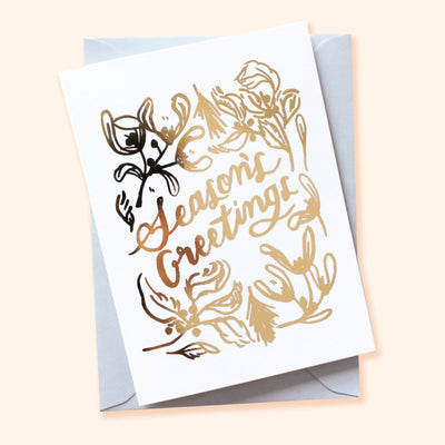 Gold Botanical Seasons Greetings Card