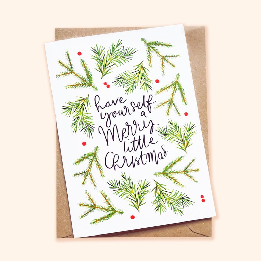 Merry little Christmas illustrated christmas card