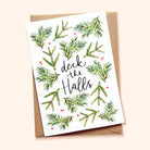 Illustrated Foliage Deck The Halls Christmas Card  With Kraft Envelope - Annie Dornan Smith