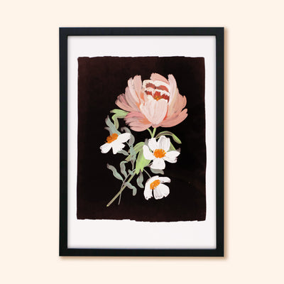 Paeonia Giclee Print in Black Frame - Annie Dornan-Smith