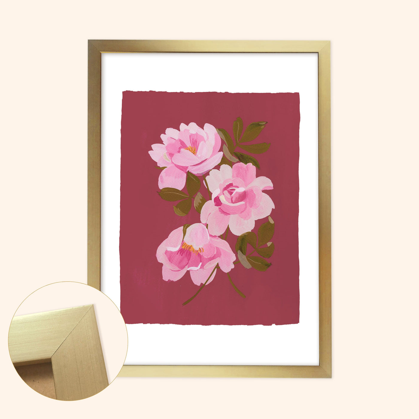 Pink Floral Botanical Print - Tea Roses