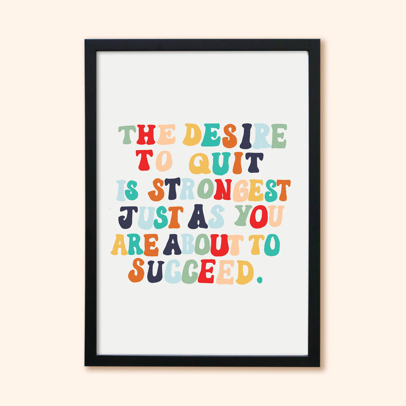A Hand Lettered Rainbow Typography Motivational Print In A Black Frame - Annie Dornan Smith