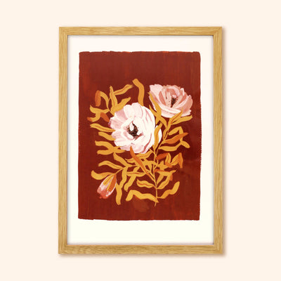 Brown Floral Botanical Giclee Print - Rosa