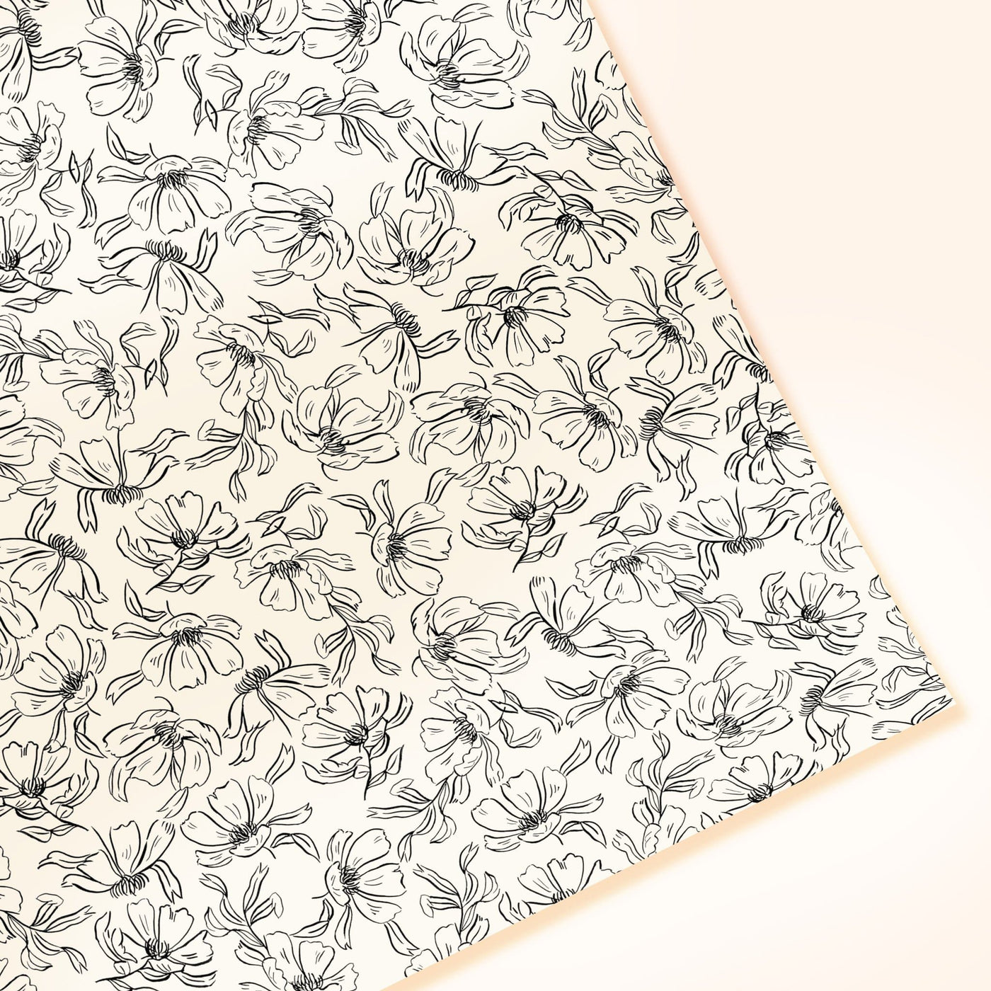 Sheet Of Wrapping Paper With Floral Line Art - Annie Dornan Smith