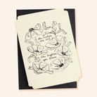 Black Floral Line Art Work A6 White Card  With The Words The Richer The Soil The Brighter You Bloom Coupled With A Black Envelope - Annie Dornan Smith