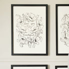 Black Line Floral Art Print Love You Beautiful In A Black Frame  - Annie Dornan Smith