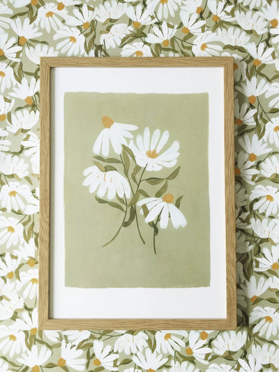 Green Floral Botanical Art Print - Coneflower