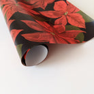 Red Poinsettias On A Black Background Christmas Rolled Wrapping Paper - Annie Dornan Smith