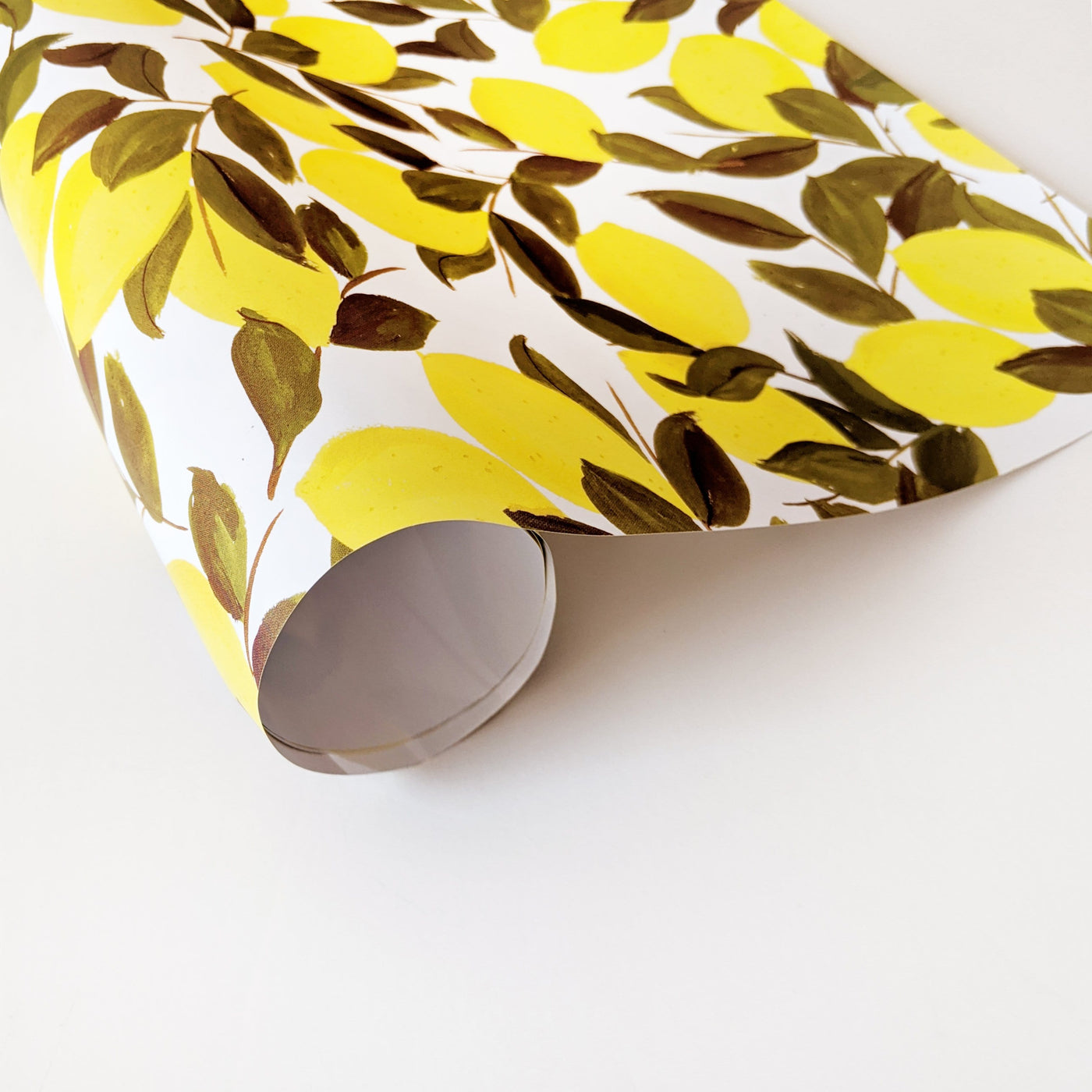 Illustrated Lemon and Green Leaf Rolled Wrapping Paper - Annie Dornan Smith