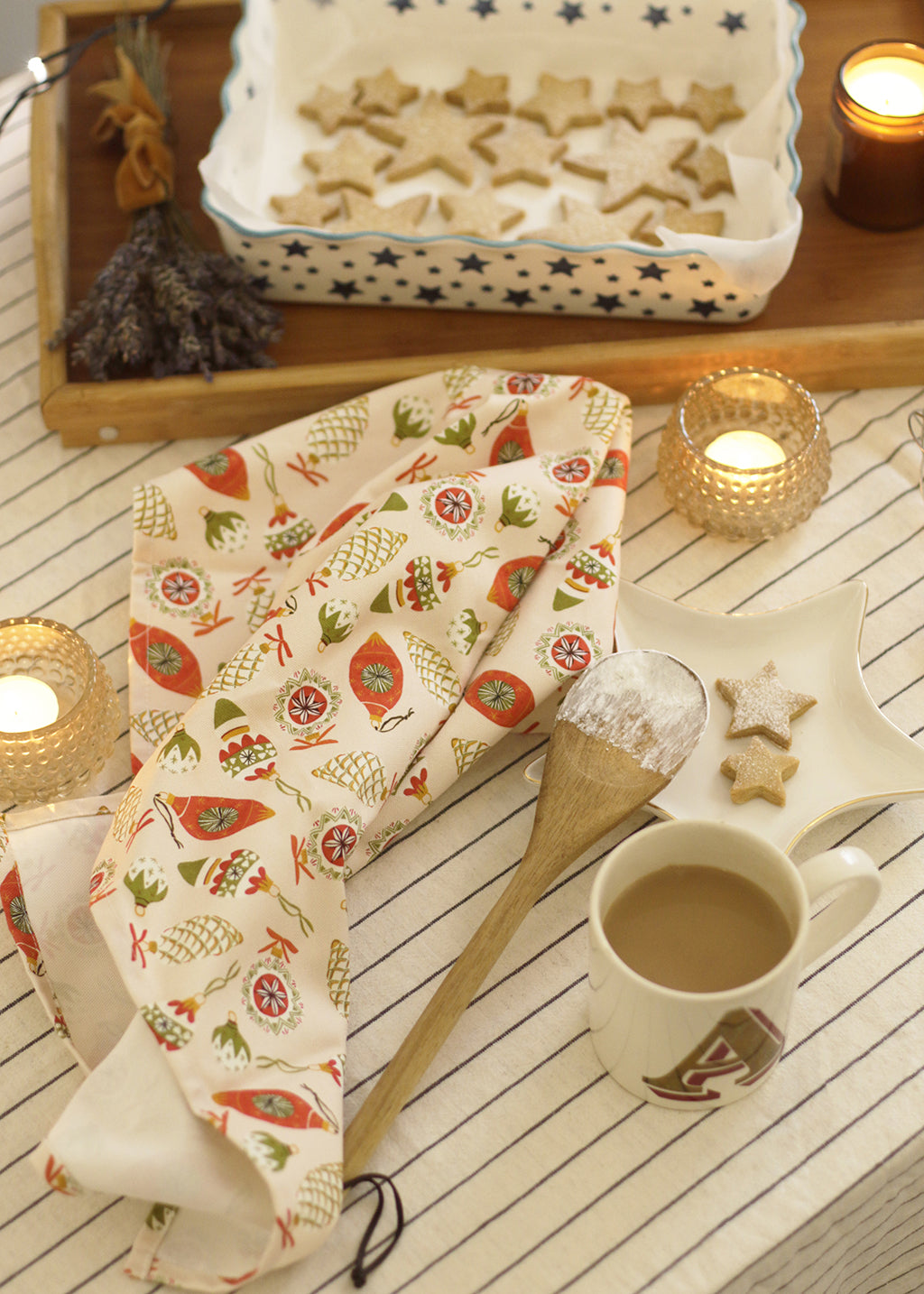 Baubles Christmas Tea Towel