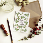 Illustrated Foliage Deck The Halls Christmas Card  With Kraft Envelope - Annie Dornan Smith