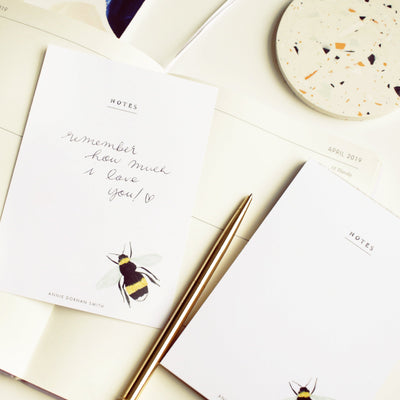 Plain Notepad With An Illustrated British Bee In The Corner - Annie Dornan Smith