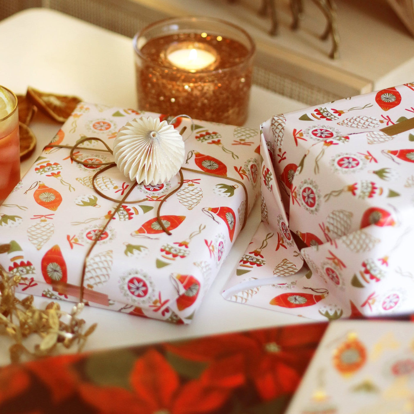 Gift Wrapped in Christmas Baubles Wrapping Paper Sheet - Annie Dornan Smith