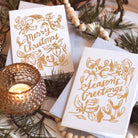 Gold Foiled Mistletoe And Merry Christmas A6 White Car With Grey Envelope - Annie Dornan Smith
