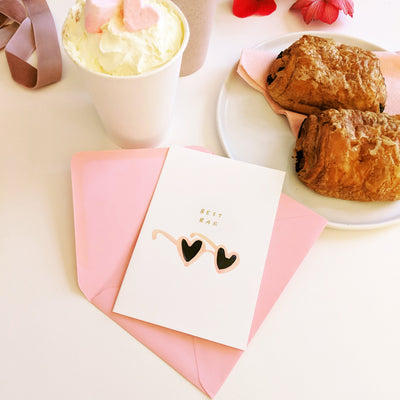 Illustrated sunglasses Best Bae Galentine's Card with Pink envelope -  Annie Dornan-Smith