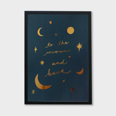 to the moon and back print in black frame