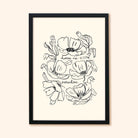 Black Floral Line Art Work Print With The Words Home Is Paradise In A Black Frame - Annie Dornan Smith