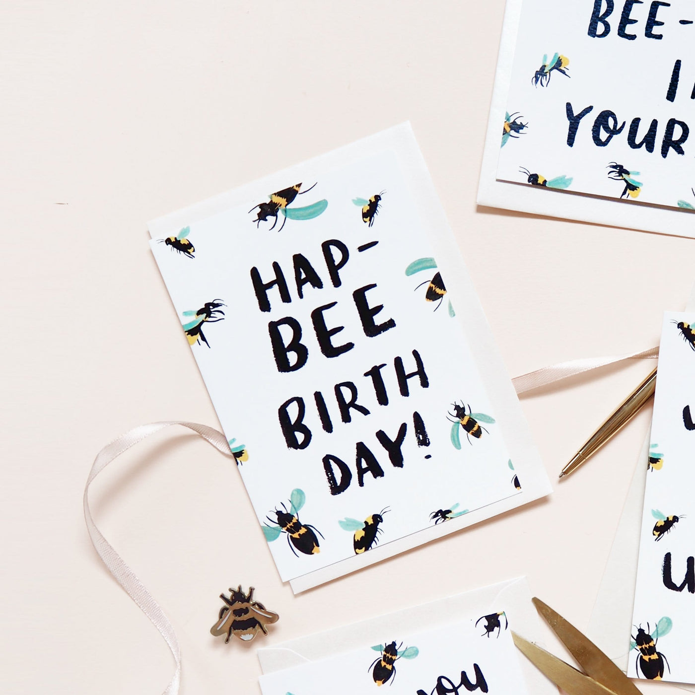 British Bee Illustrated Hap-Bee BirthdayBirthday Card with White Envelope - Annie Dornan Smith