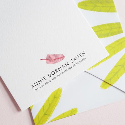 Back Of Greeting Card With Pink Leaf - Annie Dornan Smith