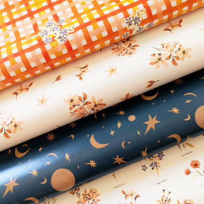 autumnal, cottagecore inspired wrapping papers