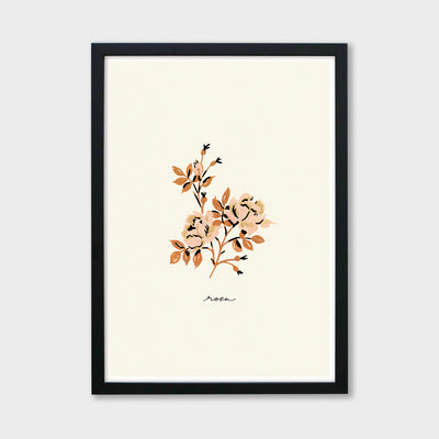 rose flower print in a black frame