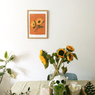 cottagecore styled living room with sunflower print