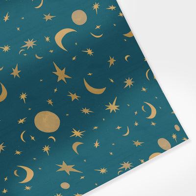 star and moon print wrapping paper