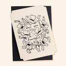 Black Floral Line Art Work A6 White Card  With The Words Love You Beautiful Coupled With A Black Envelope - Annie Dornan Smith