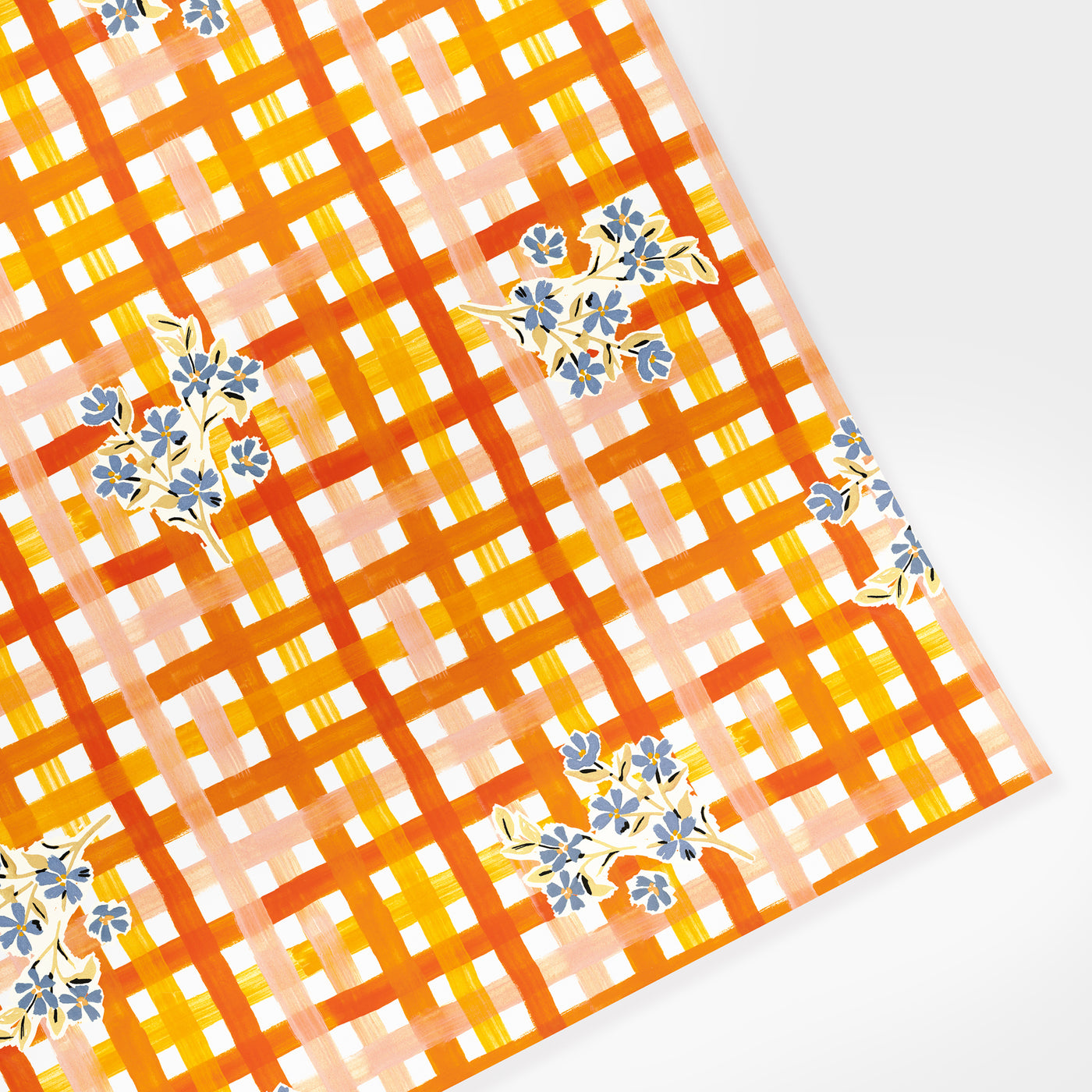 gingham floral wrapping paper - cottagecore style