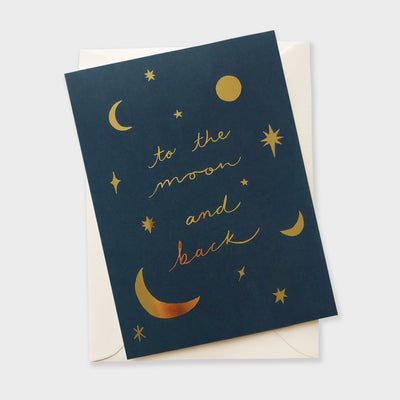 moon and back gold foil card