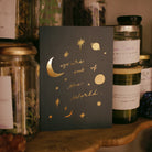 you're out of this world gold foil celestial card
