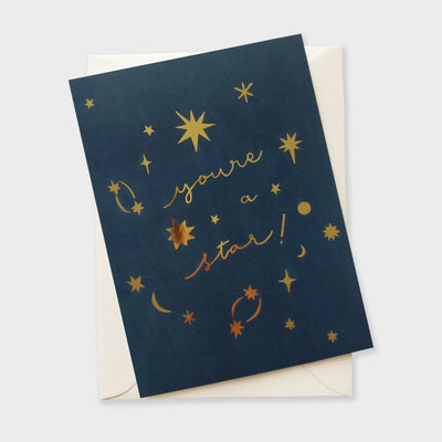 you're a star gold foil space card